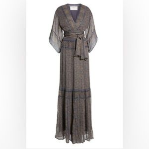 Ba&sh Maya Kimono Maxi Botanical Floral Print Dress